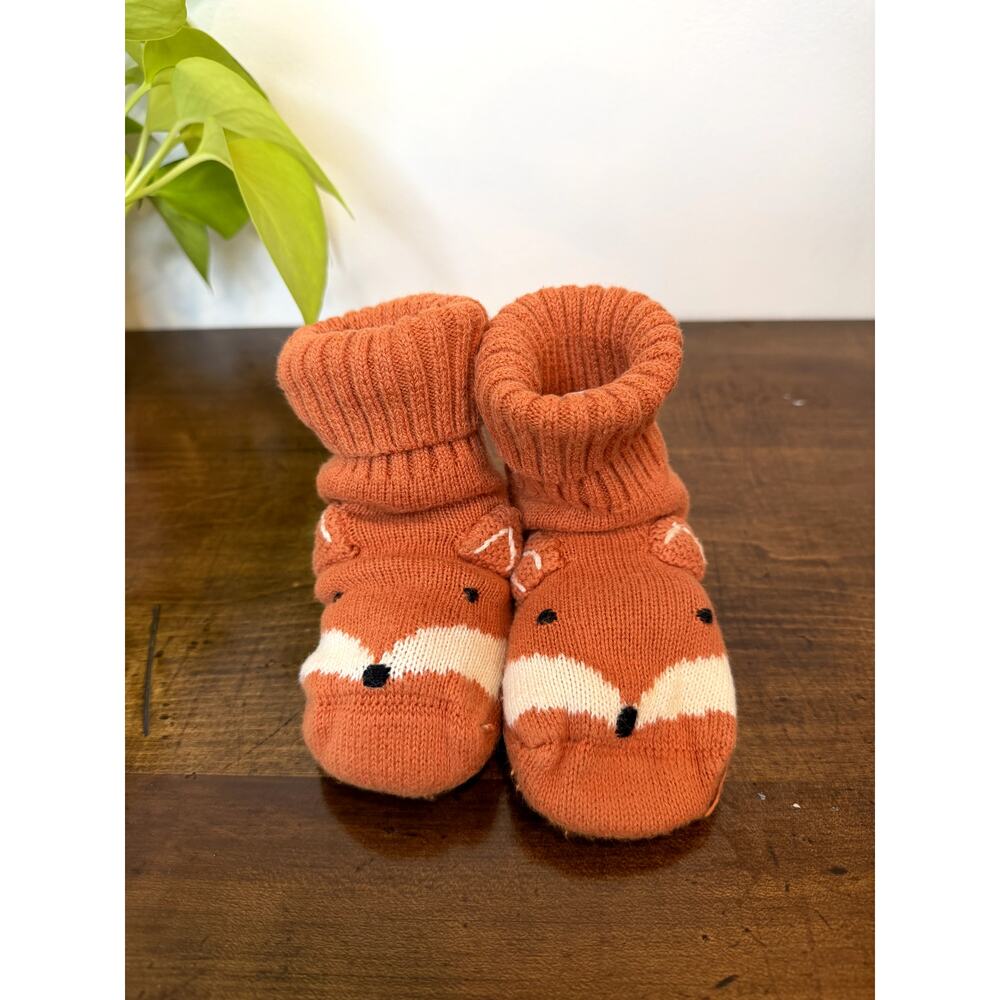 Fox Slipper Socks Cozy Knit Fleece Lined Non Slip House Shoes Cute Orange